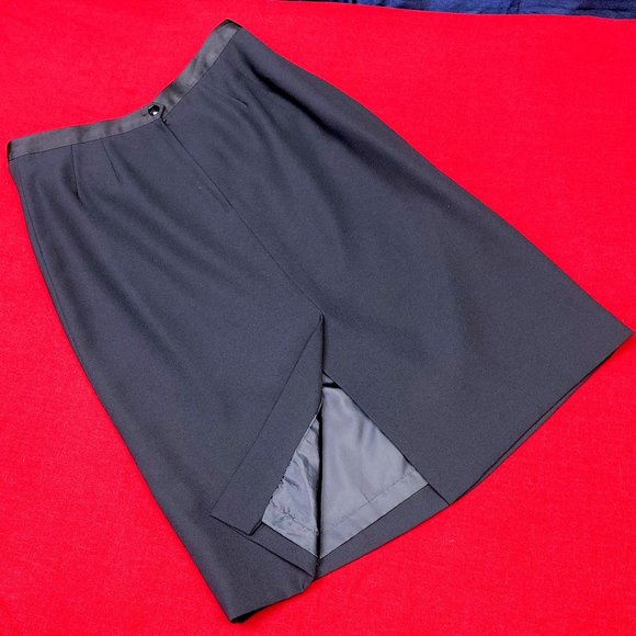 Vintage Black Pencil Women's Skirt Satin Style Lining & Band Jones Nine West 12 - Picture 1 of 9